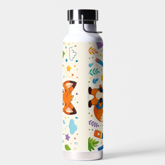 Cute Fox School Backpack Kids Water Bottle (Left)