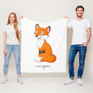 Cute Fox, Script Child's Name or Your Message Fleece Blanket