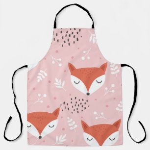 Cute fox seamless pattern, wolf hand drawn forest apron
