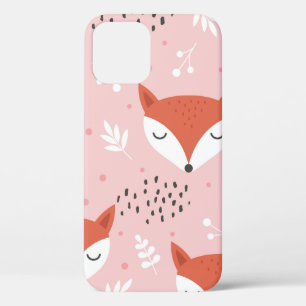 Cute fox seamless pattern, wolf hand drawn forest  iPhone 12 case