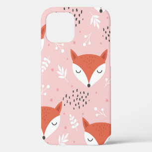 Cute fox seamless pattern, wolf hand drawn forest iPhone 12 case