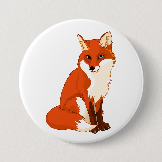 Cute Fox Sitting Button (Front)