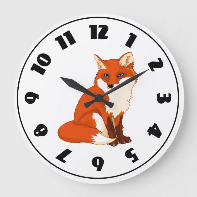 Cute Fox Sitting Clock (Front)