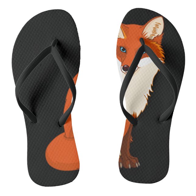 Cute Fox Sitting Flip Flops (Footbed)