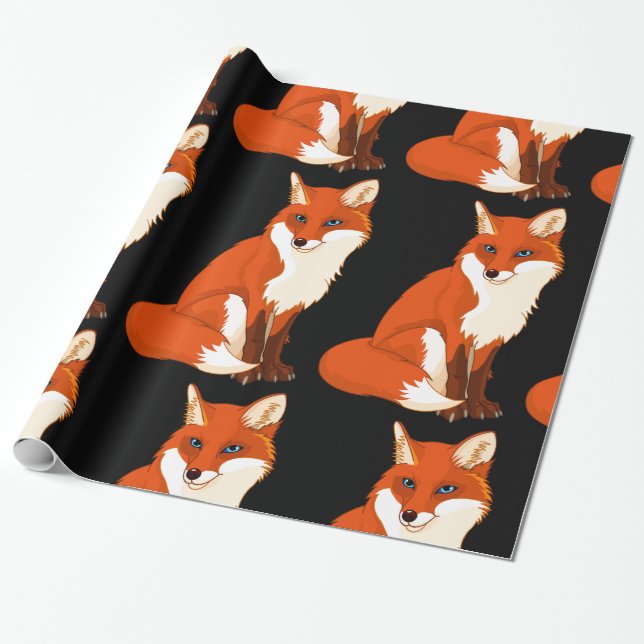 Cute Fox Sitting Glossy Wrapping Paper (Unrolled)