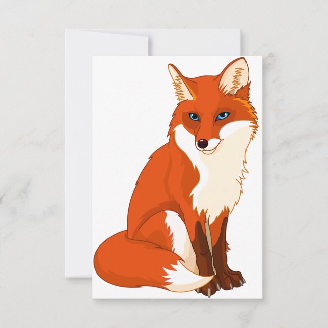 Cute Fox Sitting Invitations (Front)