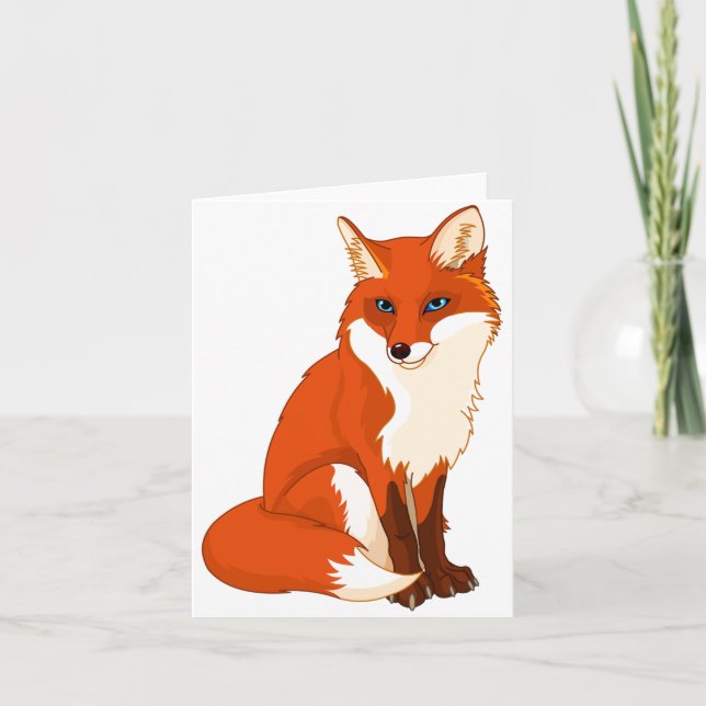 Cute Fox Sitting Note Cards (Front)