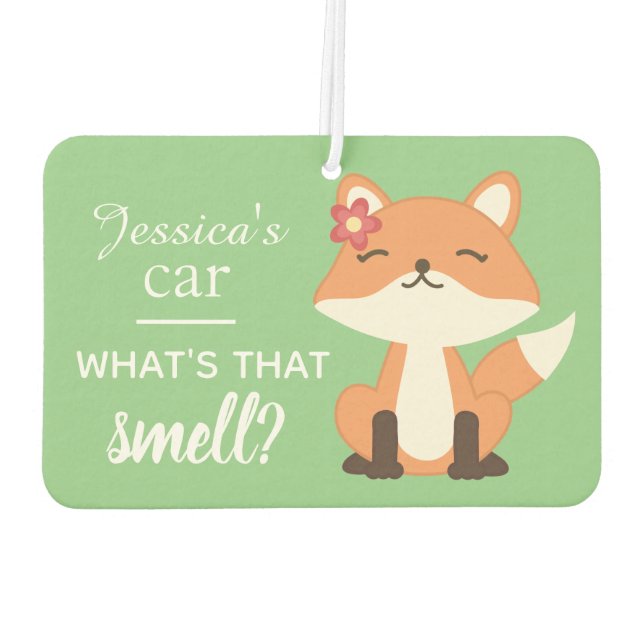 Cute Fox Sniffing the Air Personalised Car Air Freshener (Back)