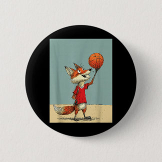 Cute Fox Sports Funny Basball Cartoon Design 6 Cm Round Badge