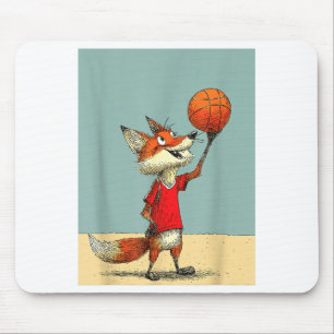 Cute Fox Sports Funny Basketball Artwork Mouse Pad