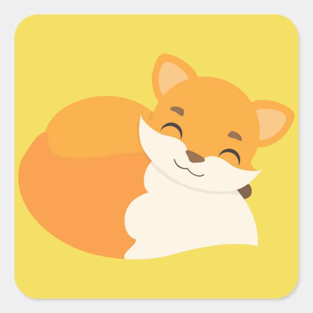 Cute Fox Square Sticker (Front)