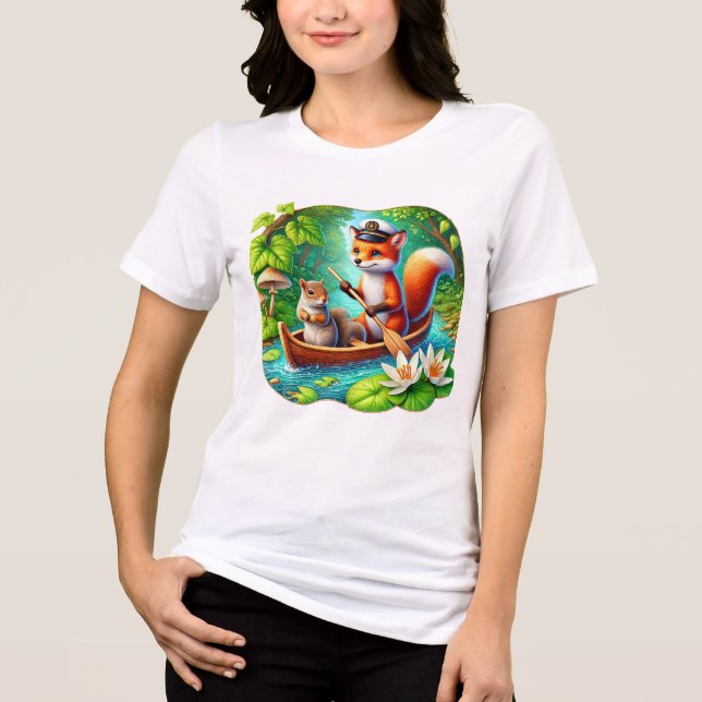 Cute fox squirrel lovers Tri-Blend shirt (Front)