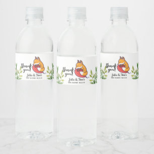 Cute Fox Thank You Baby Shower Water Bottle Label