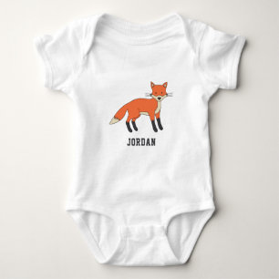 Cute Fox Unique Boy Personalised Custom Name Baby Bodysuit