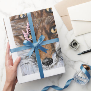 Cute Fox Wildlife Nature Portrait Watercolour Wrapping Paper