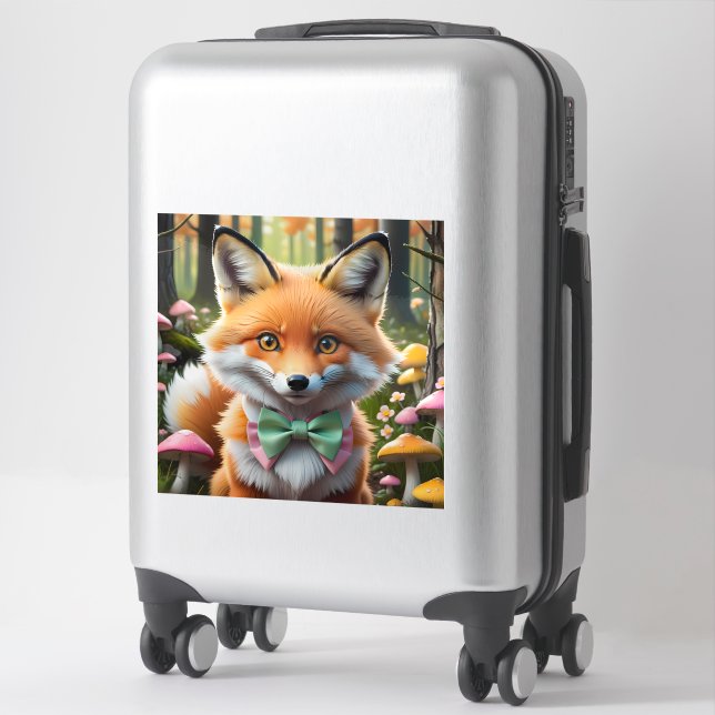 Cute Fox with a Green and Pink bow (Suitcase)