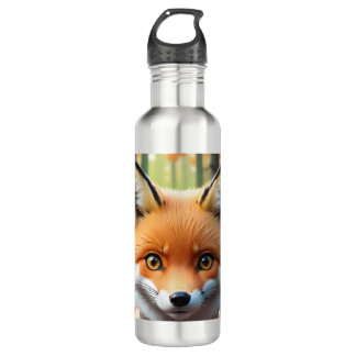 Cute Fox with a Green and Pink bow 710 Ml Water Bottle