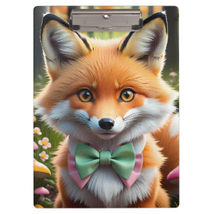 Cute Fox with a Green and Pink bow Clipboard