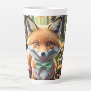 Cute Fox with a Green and Pink bow Latte Mug