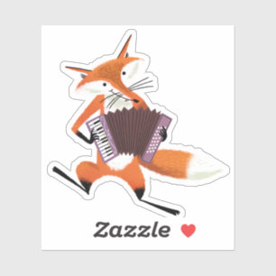 Cute fox with an accordion