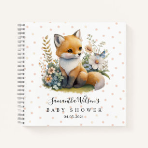Cute Fox with Butterfly Baby Shower Guest Book
