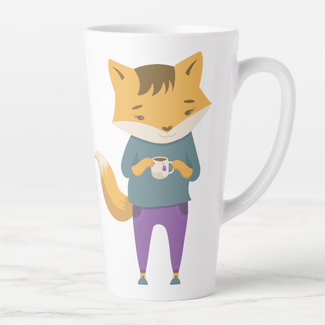 Cute fox with cup of tea (Right)