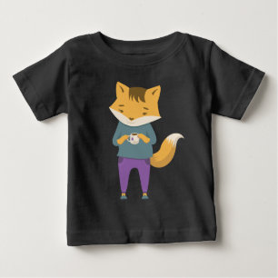 Cute fox with cup of tea baby T-Shirt