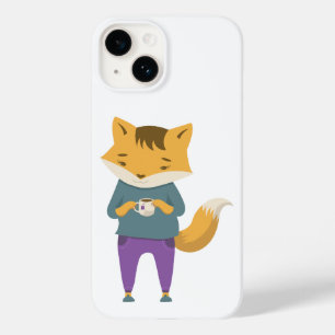 Cute fox with cup of tea Case-Mate iPhone 14 case