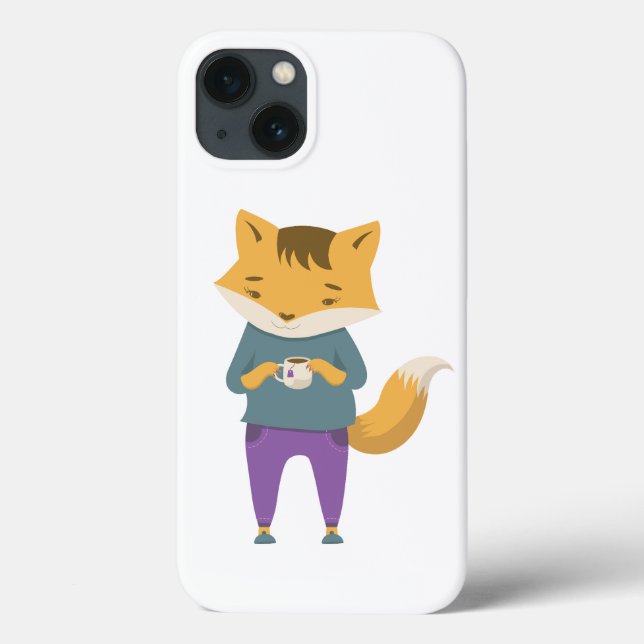 Cute fox with cup of tea Case-Mate iPhone case (Back)