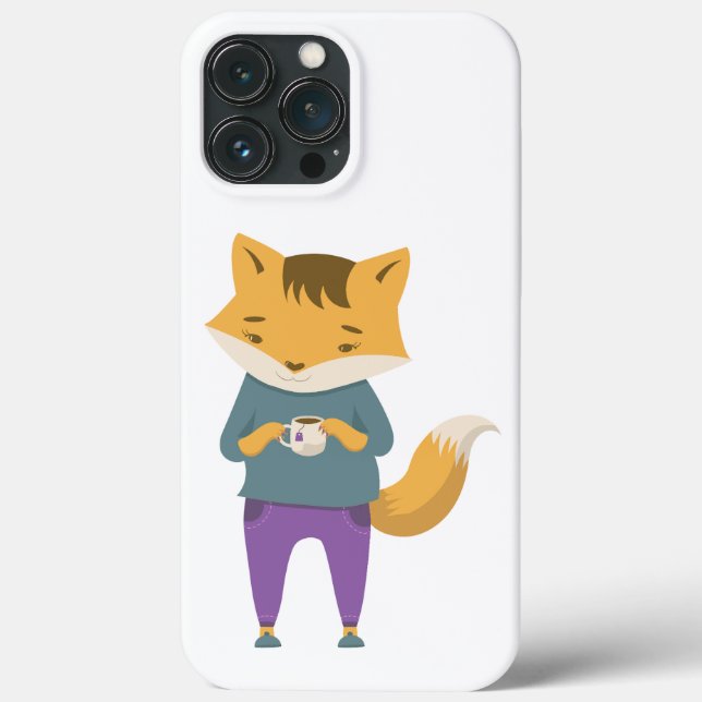 Cute fox with cup of tea Case-Mate iPhone case (Back)