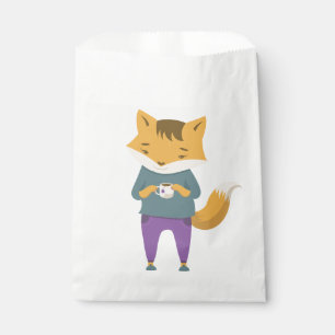 Cute fox with cup of tea favour bag