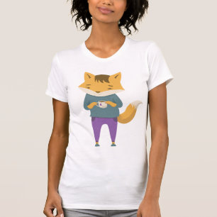 Cute fox with cup of tea T-Shirt