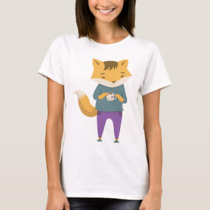 Cute fox with cup of tea T-Shirt