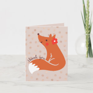 Cute Fox With Flower "Thank You" Thank You Card
