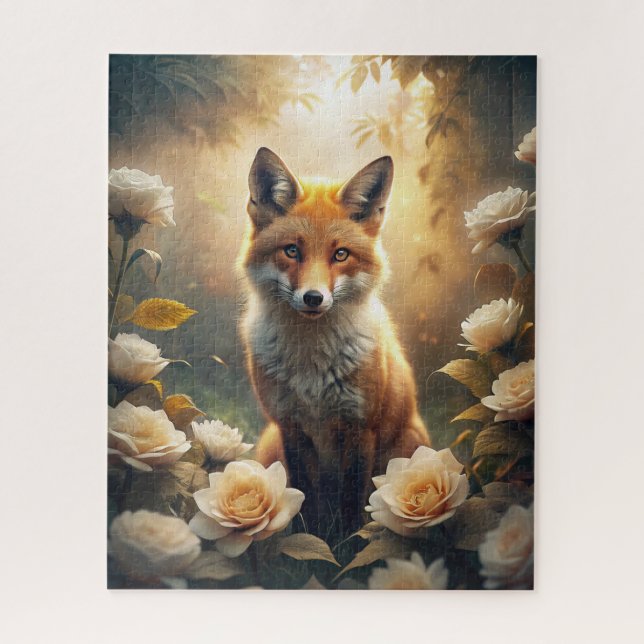 Cute Fox with Flowers Jigsaw Puzzle (Vertical)