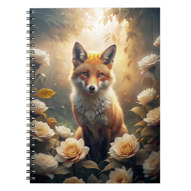 Cute Fox with Flowers Notebook (Front)
