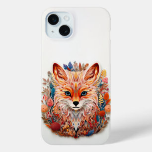 Cute Fox with flowers Paper Cutout iPhone 15 Mini Case