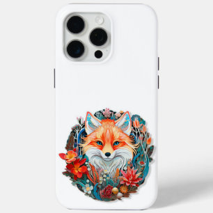 Cute Fox with flowers Paper Cutout iPhone 15 Pro Max Case