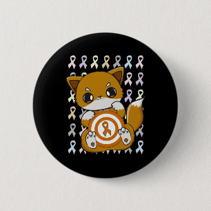 Cute Fox With Orange Ribbon For Leukaemia Awarenes 6 Cm Round Badge