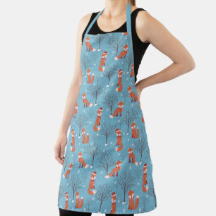 Cute Fox with Santa Hats  Apron