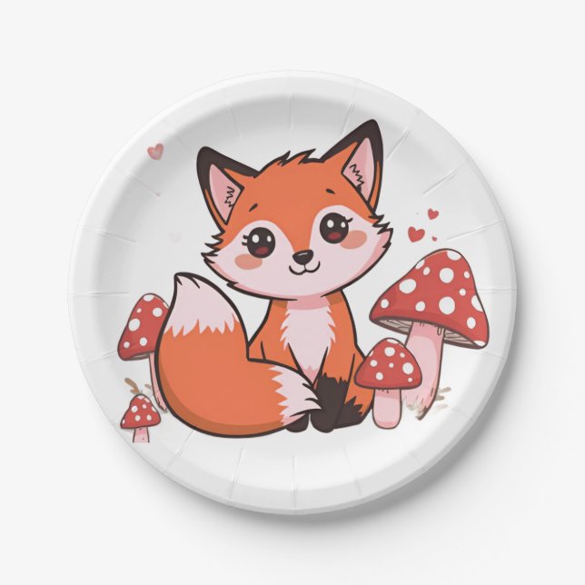Cute Fox Woodland Animal Party Design  Paper Plate (Front)