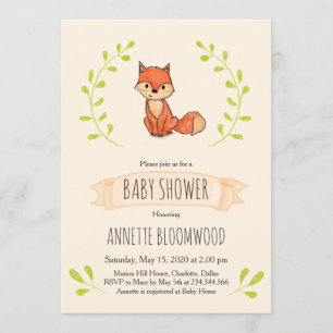 Cute Fox Woodland Baby Shower Invitation