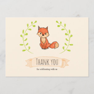 Cute Fox Woodland Baby Shower Thank You Card