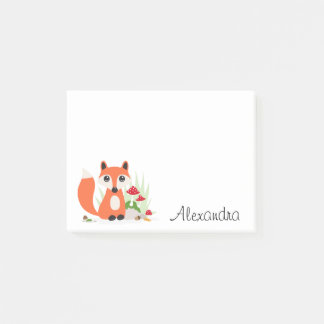 Cute fox woodland personalised name post-it notes