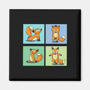 Cute Fox Yoga Animal Meditation Zen Stretch Pose  Magnet