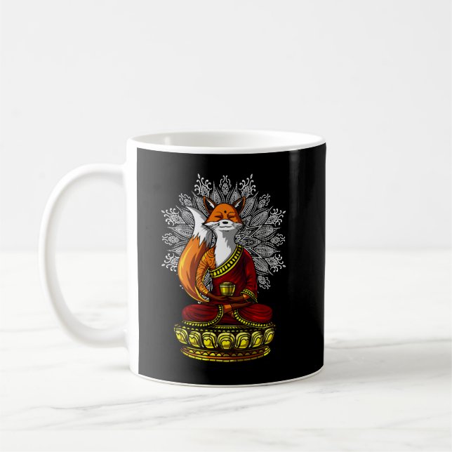 Cute Fox Yoga Zen Meditation Buddha Animal Coffee Mug (Left)
