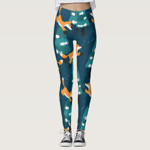 Cute Foxes: Charming Vintage Seamless Leggings