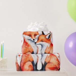 Cute foxes in love Wrapping Paper