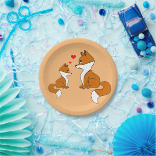 Cute foxes paper plate
