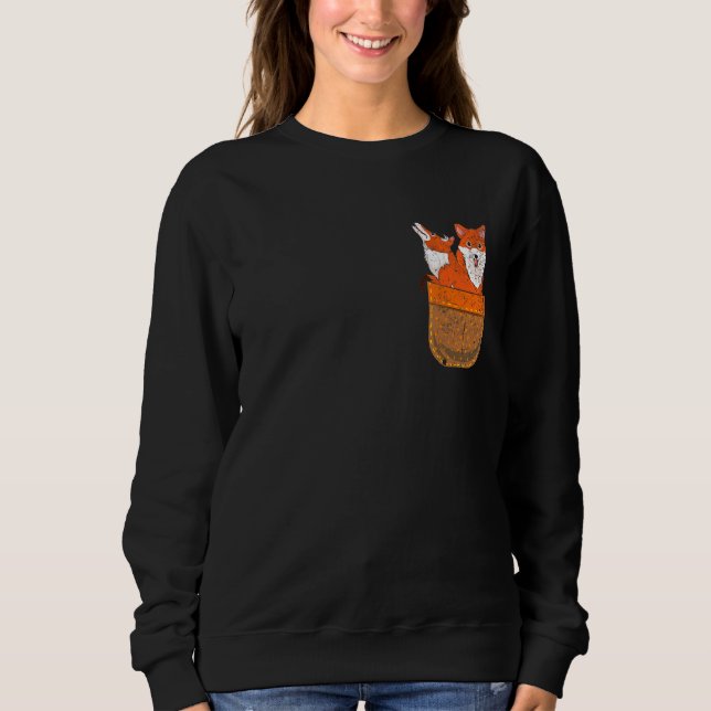 Cute Foxes Pocket Wildlife Animal Kids Forest Fox Sweatshirt (Front)